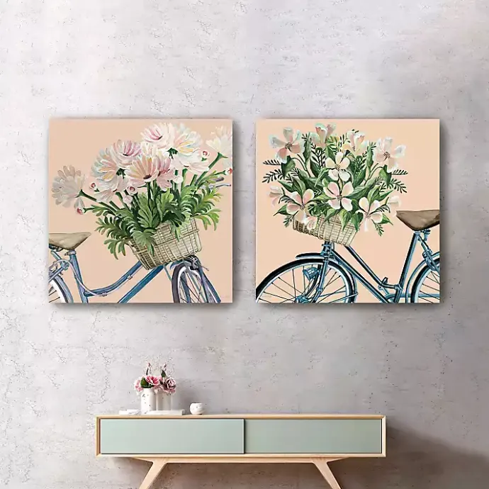 Online Kirklands Home Floral Bikes Canvas Art Prints, Set of 2