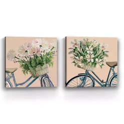 Online Kirklands Home Floral Bikes Canvas Art Prints, Set of 2