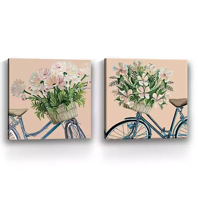 Online Kirklands Home Floral Bikes Canvas Art Prints, Set of 2