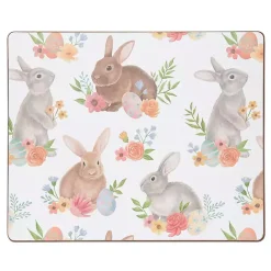 Sale Kirklands Home Floral Bunnies Hardboard Placemats, Set of 6
