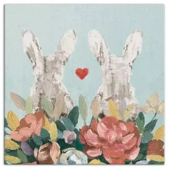 Discount Kirklands Home Floral Bunny Couple Canvas Art Print
