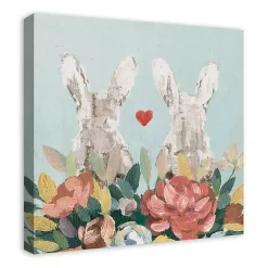 Discount Kirklands Home Floral Bunny Couple Canvas Art Print
