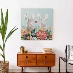 Discount Kirklands Home Floral Bunny Couple Canvas Art Print