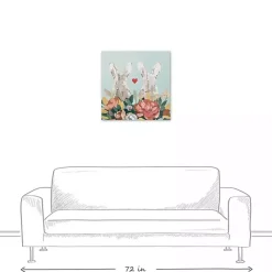 Discount Kirklands Home Floral Bunny Couple Canvas Art Print