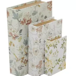 Kirklands Home Floral Canvas Book Boxes, Set of 3 Multi