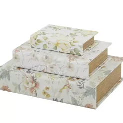Kirklands Home Floral Canvas Book Boxes, Set of 3 Multi