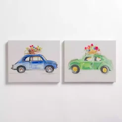 New Kirklands Home Floral Cars Canvas Art Prints, Set of 2