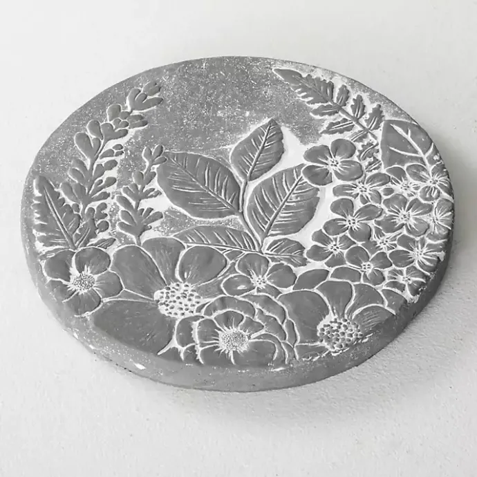Best Kirklands Home Floral Cement Stepping Stone Gray