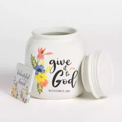 Online Kirklands Home Floral Ceramic Blessings Jar White