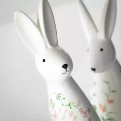 Clearance Kirklands Home Floral Ceramic Bunny Figurines, Set of 2