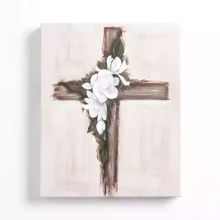 Kirklands Home Floral Cross Canvas Art Print