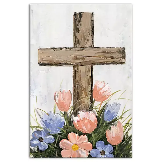 Clearance Kirklands Home Floral Easter Cross Canvas Art Print Multi