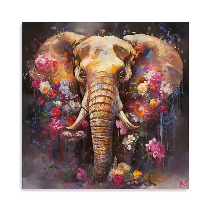 Outlet Kirklands Home Floral Elephant Canvas Art Print