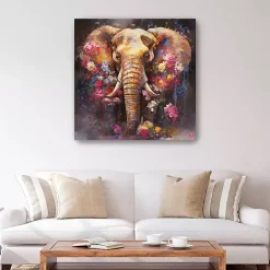 Outlet Kirklands Home Floral Elephant Canvas Art Print