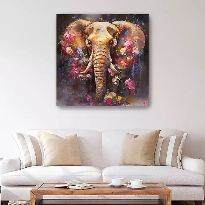 Outlet Kirklands Home Floral Elephant Canvas Art Print