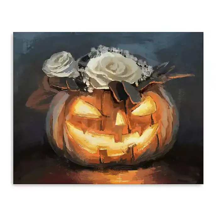 Hot Kirklands Home Floral Jack O Lantern Canvas Art Print, 24x30
