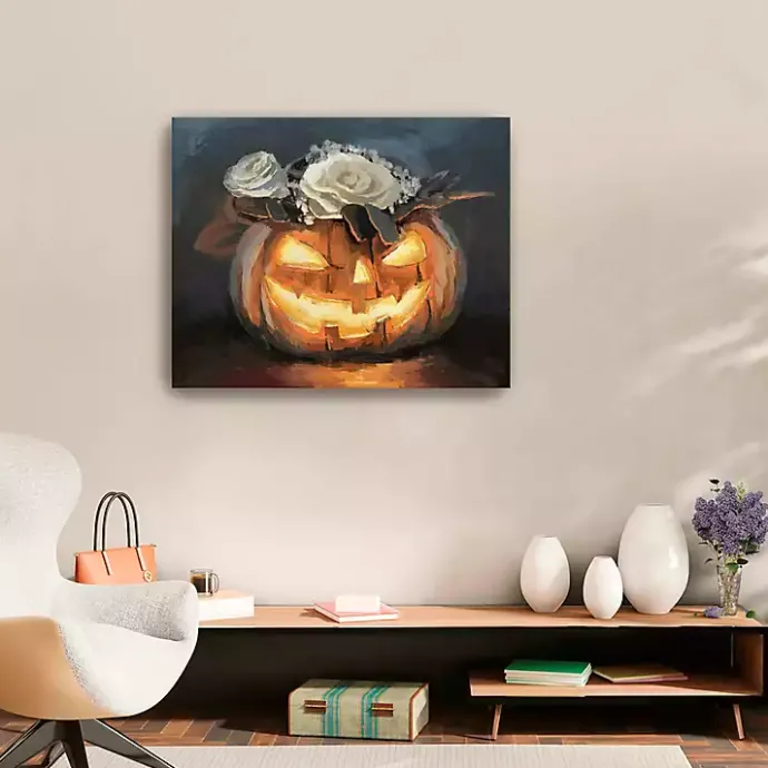 Hot Kirklands Home Floral Jack O Lantern Canvas Art Print, 24x30