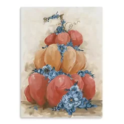 Clearance Kirklands Home Floral Pumpkin Stack Canvas Art Print Orange