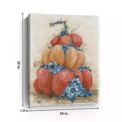 Clearance Kirklands Home Floral Pumpkin Stack Canvas Art Print Orange
