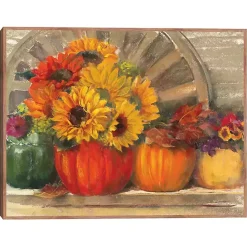 Outlet Kirklands Home Floral Pumpkins Framed Canvas Art Print