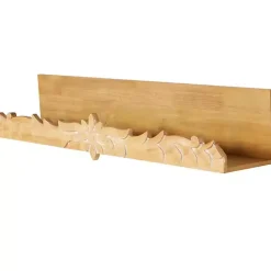 Clearance Kirklands Home Floral Scroll Natural Wood Wall Shelf