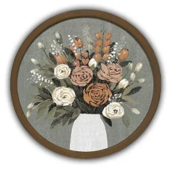 Sale Kirklands Home Floral Spice Bouquet Round Framed Print Brown