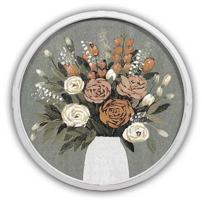 Clearance Kirklands Home Floral Spice Bouquet Round Framed Print White