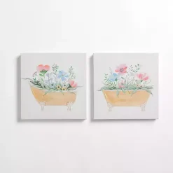 Kirklands Home Floral Tan Bathtub Canvas Art Prints, Set of 2
