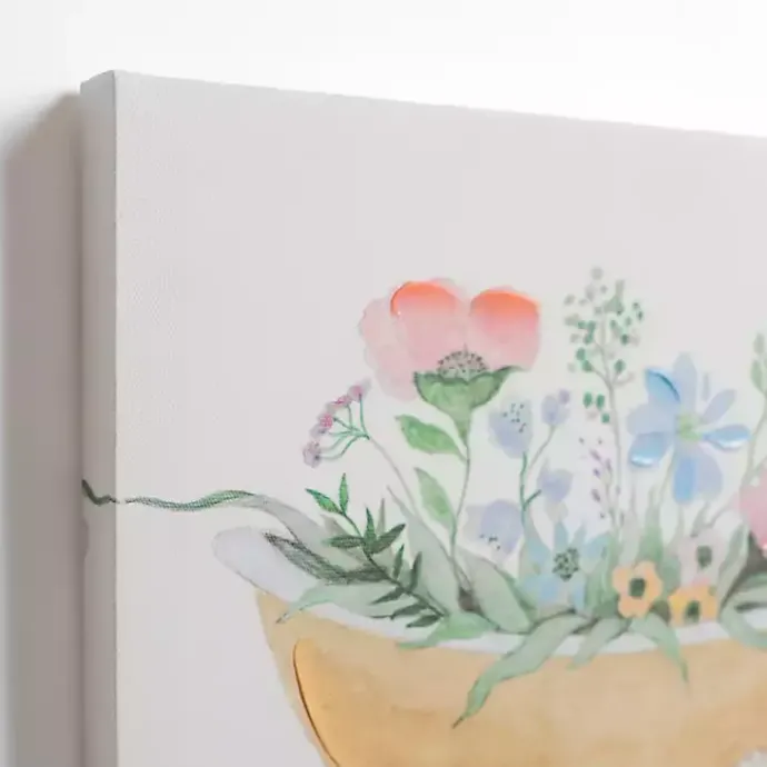 Kirklands Home Floral Tan Bathtub Canvas Art Prints, Set of 2