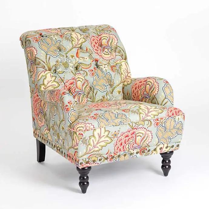New Kirklands Home Floral Tufted Rebecca Accent Chair Pink