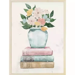 Best Kirklands Home Floral Vase on Books Framed Art Print