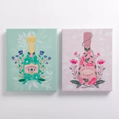 Clearance Kirklands Home Floral Wine Bottles Canvas Art Prints, Set of 2