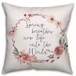 Discount Kirklands Home Floral Wreath Spring Pillow Multi