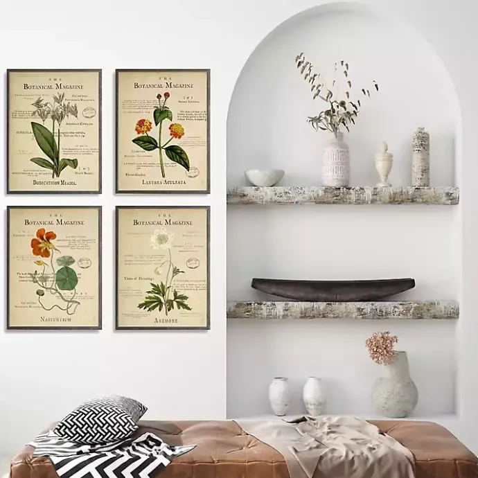 Sale Kirklands Home Flower Illustrations Framed Art Prints, Set of 4