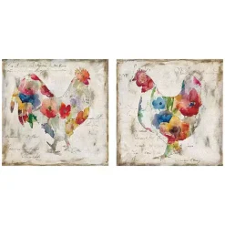 Online Kirklands Home Flowered Chicken Canvas Art Print, Set of 2 Multi
