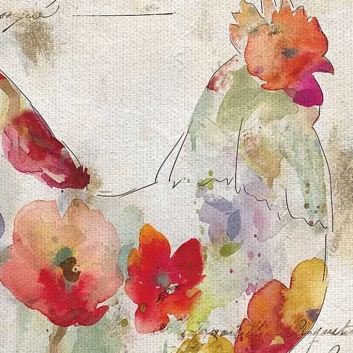 Online Kirklands Home Flowered Chicken Canvas Art Print, Set of 2 Multi