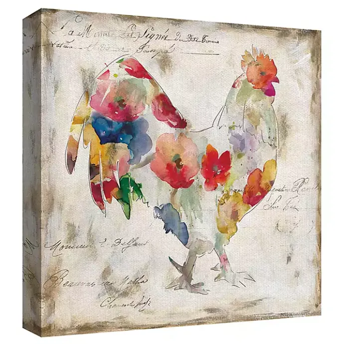 Online Kirklands Home Flowered Chicken Canvas Art Print, Set of 2 Multi