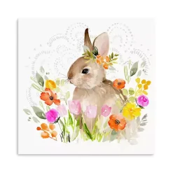 Sale Kirklands Home Flowers & Bunny Canvas Art Print