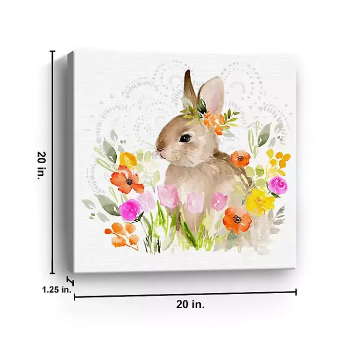 Sale Kirklands Home Flowers & Bunny Canvas Art Print