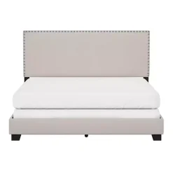 Online Kirklands Home Fog Upholstered Nailhead Trim Queen Bed Gray