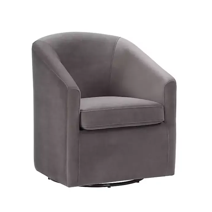 Clearance Kirklands Home Fog Velvet Swivel Barrel Accent Chair Gray