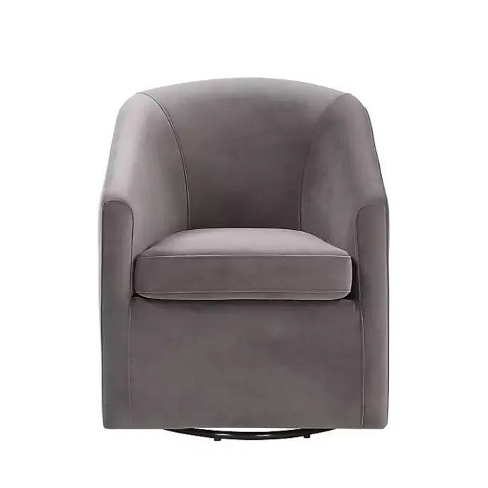 Clearance Kirklands Home Fog Velvet Swivel Barrel Accent Chair Gray