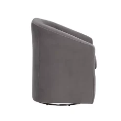 Clearance Kirklands Home Fog Velvet Swivel Barrel Accent Chair Gray