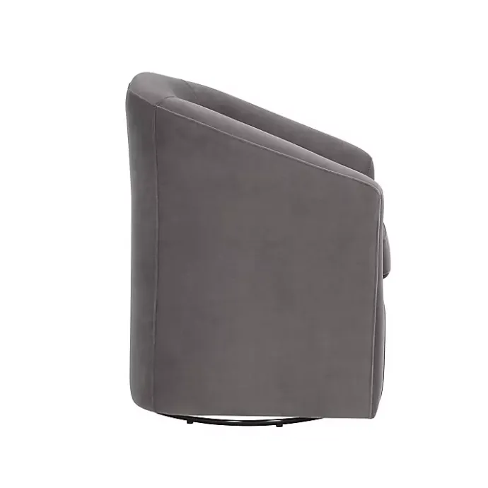 Clearance Kirklands Home Fog Velvet Swivel Barrel Accent Chair Gray
