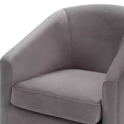 Clearance Kirklands Home Fog Velvet Swivel Barrel Accent Chair Gray