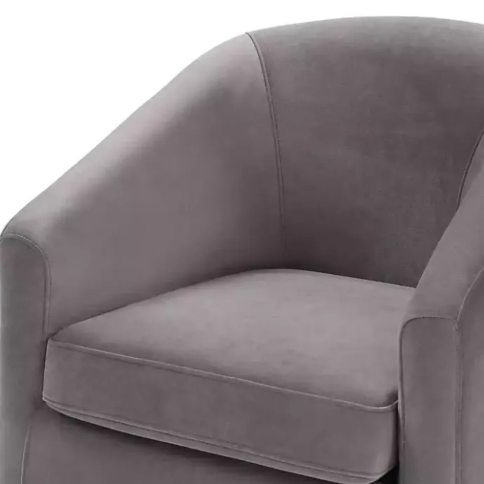 Clearance Kirklands Home Fog Velvet Swivel Barrel Accent Chair Gray