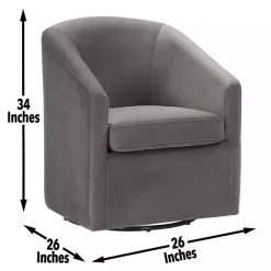 Clearance Kirklands Home Fog Velvet Swivel Barrel Accent Chair Gray