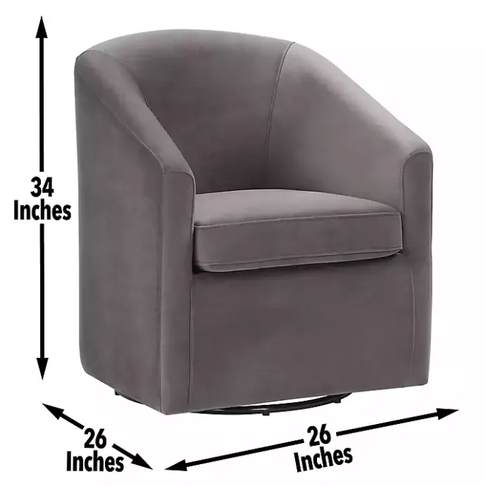 Clearance Kirklands Home Fog Velvet Swivel Barrel Accent Chair Gray