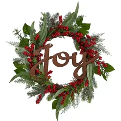 Sale Kirklands Home Foliage and Red Berry Joy Wreath