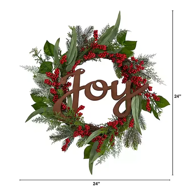 Sale Kirklands Home Foliage and Red Berry Joy Wreath